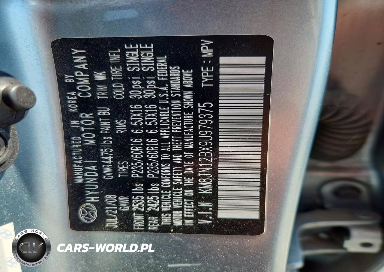 2009 Hyundai Tucson Limited I4 VIN:KM8JN12BX9U979375 - 12