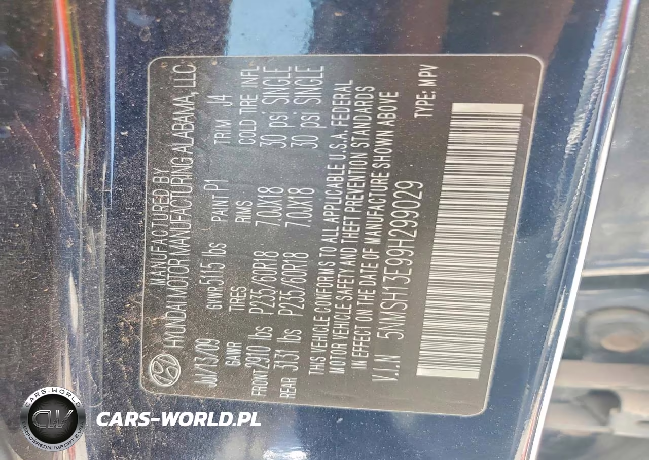 2009 Hyundai Santa Fe Se VIN:5NMSH13E99H299029 - 14