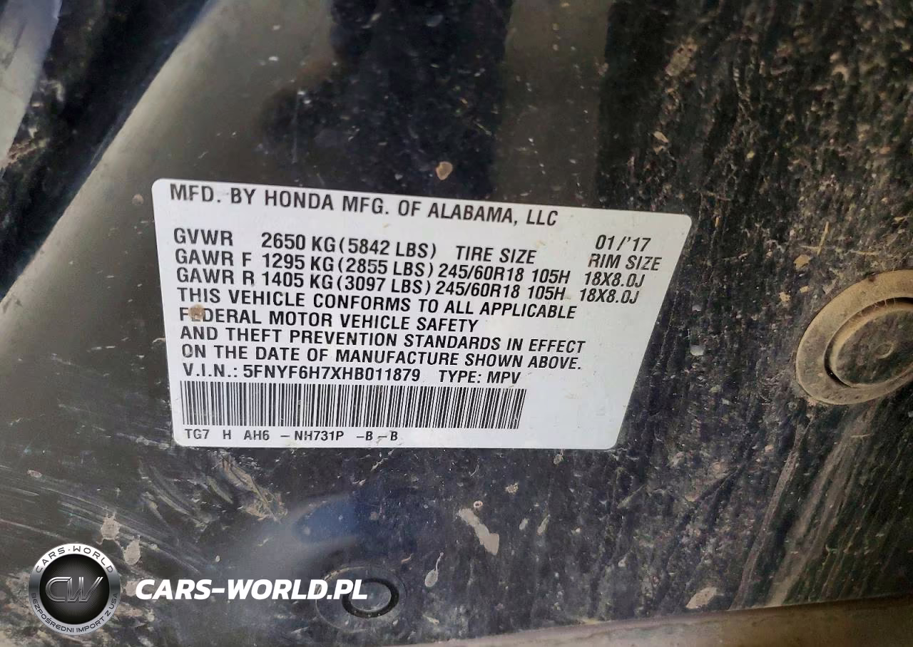 2017 Honda Pilot Exln VIN:5FNYF6H7XHB011879 - 13