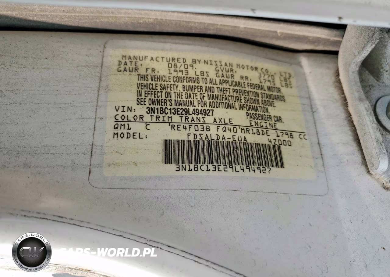 2009 Nissan Versa 1.8 S VIN:3N1BC13E29L494927 - 13