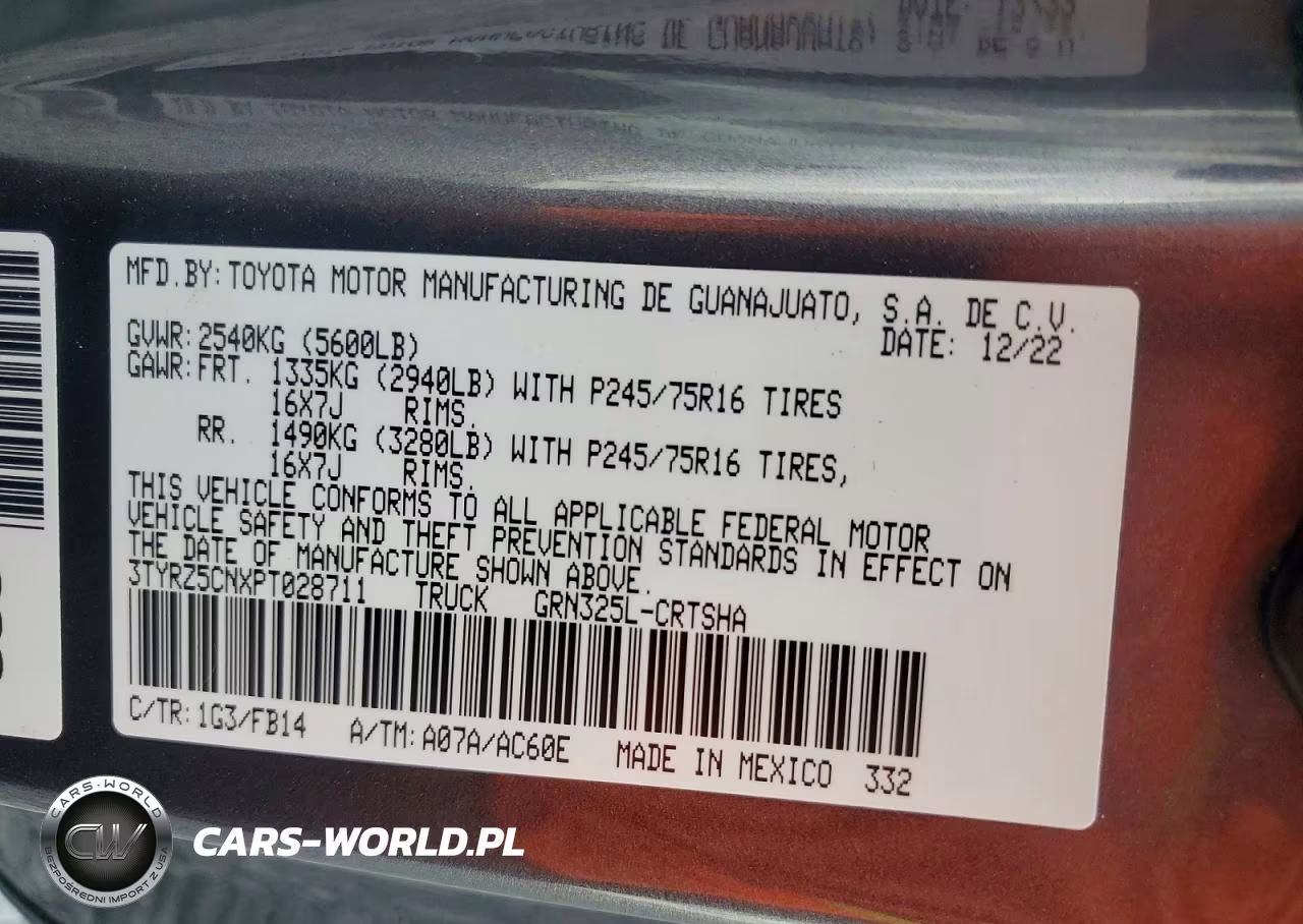 2023 Toyota Tacoma Sr V6 VIN:3TYRZ5CNXPT028711 - 12