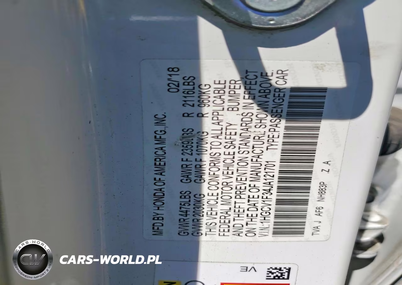 2018 Honda Accord Sport VIN:1HGCV1F34JA121701 - 12