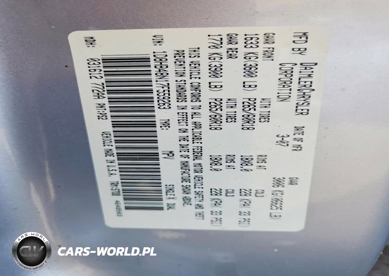 2007 Dodge Durango Slt VIN:1D8HB48N17F559263 - 12