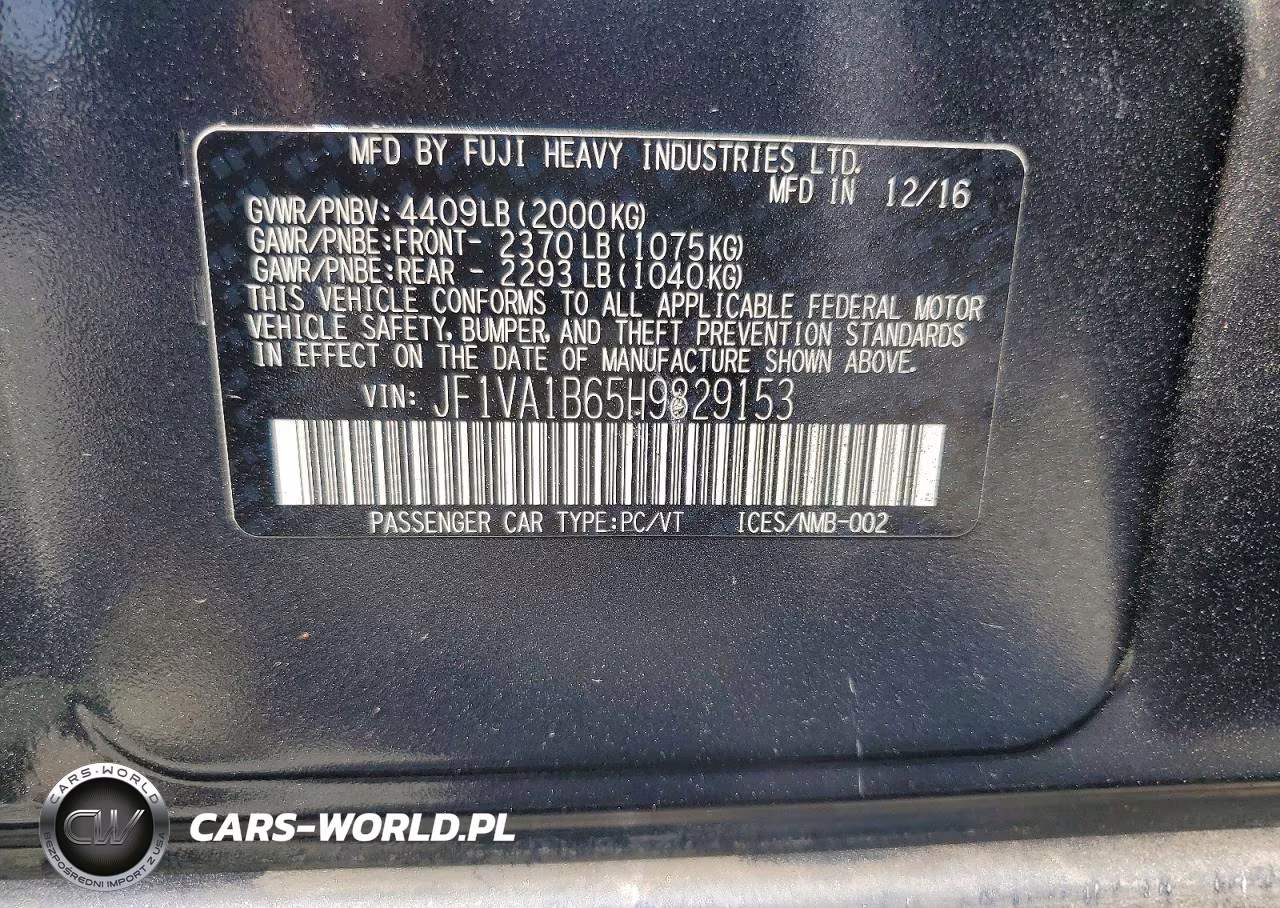 2017 Subaru Wrx VIN:JF1VA1B65H9829153 - 12
