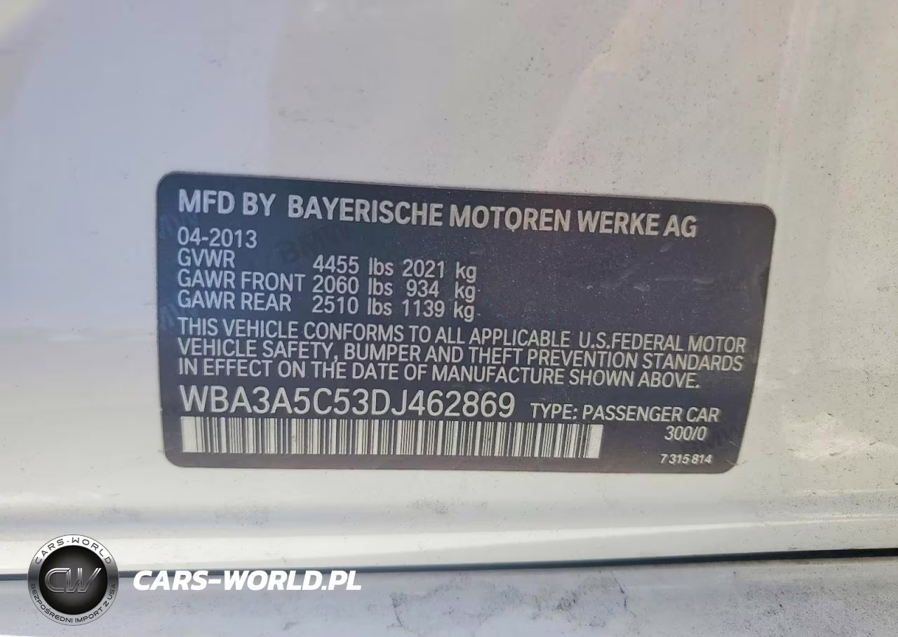 2013 BMW 328 I VIN:WBA3A5C53DJ462869 - 13