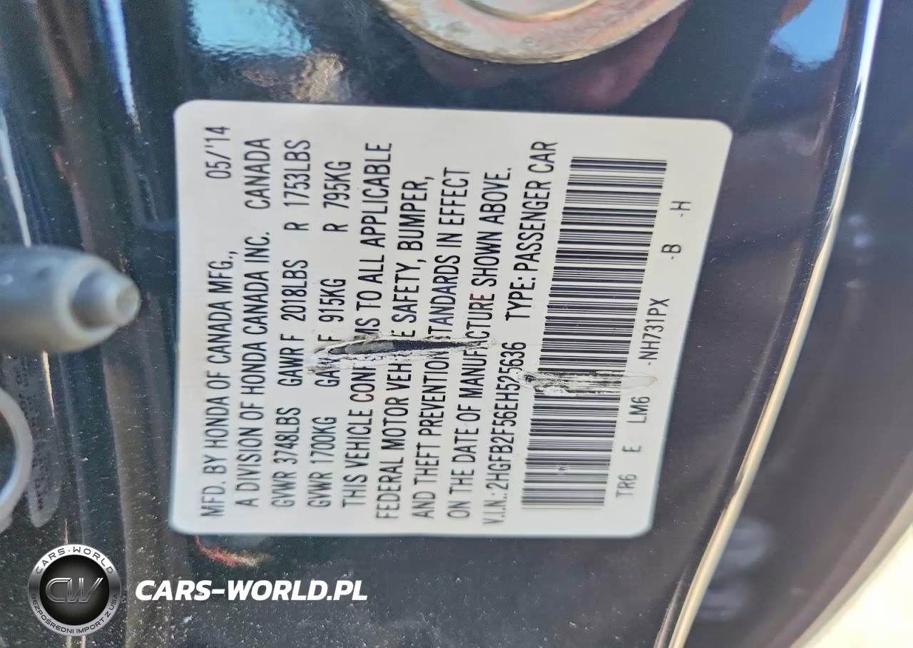2014 Honda Civic Lx VIN:2HGFB2F56EH525636 - 12