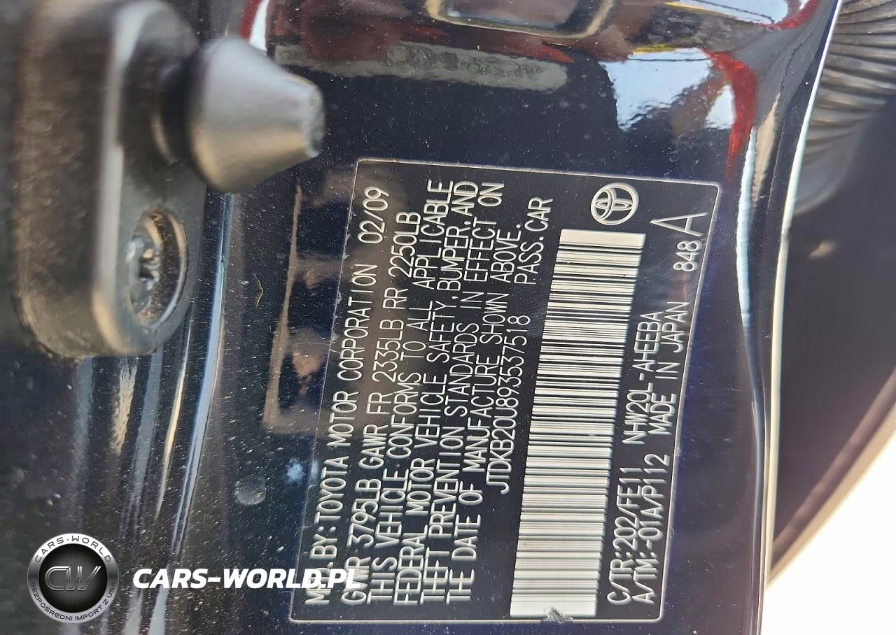 2009 Toyota Prius Base VIN:JTDKB20U893537518 - 12