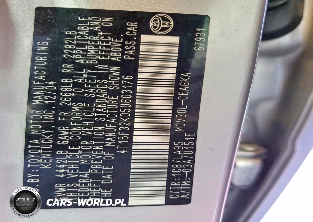 2005 Toyota Camry Xle V6 VIN:4T1BF32K05U603176 - 12