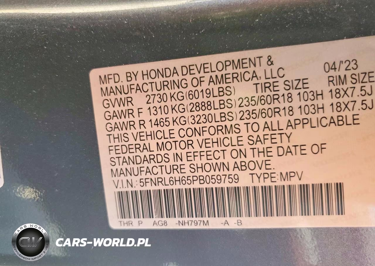 2023 Honda Odyssey Exl VIN:5FNRL6H65PB059759 - 13