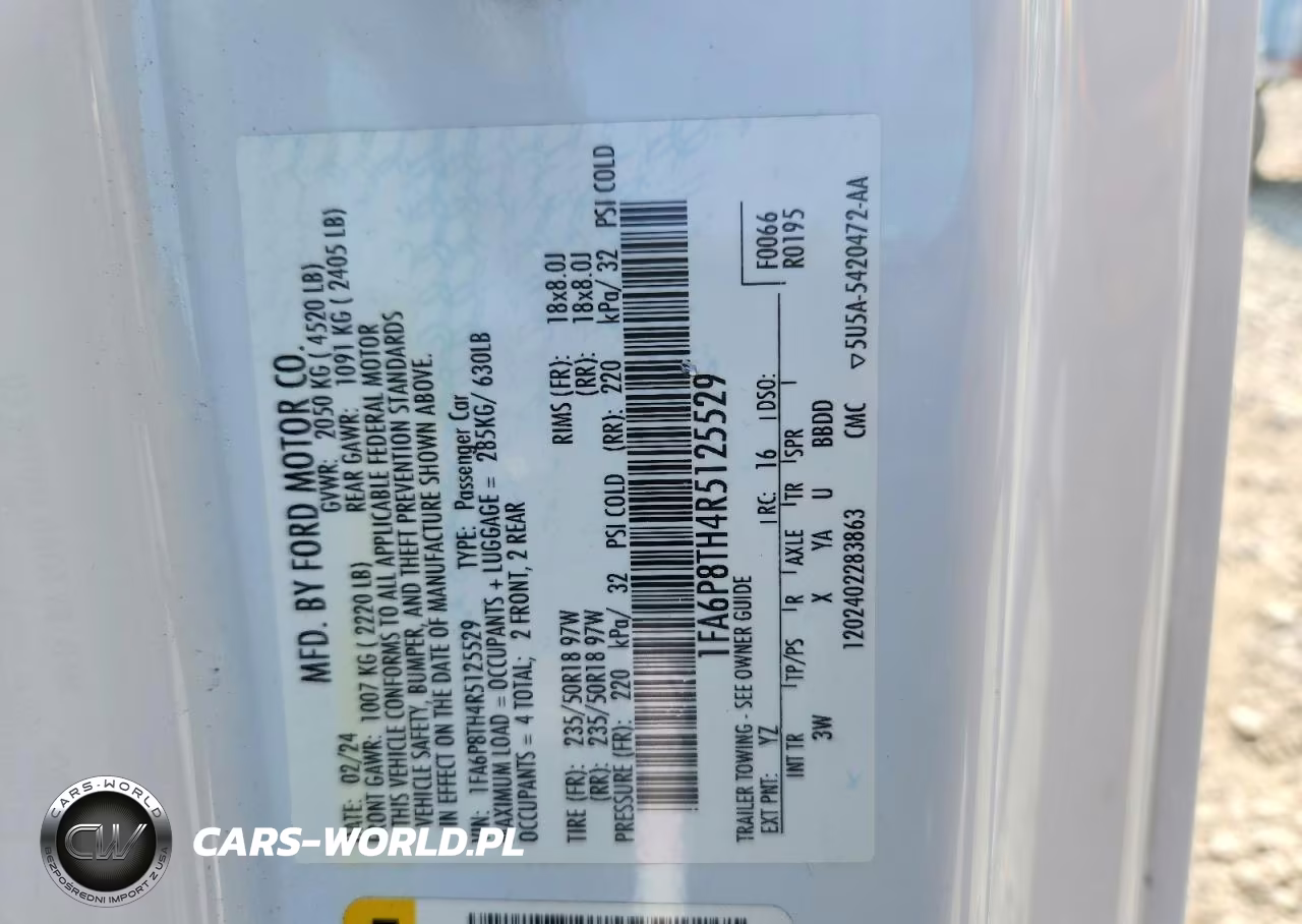 2024 Ford Mustang VIN:1FA6P8TH4R5125529 - 12
