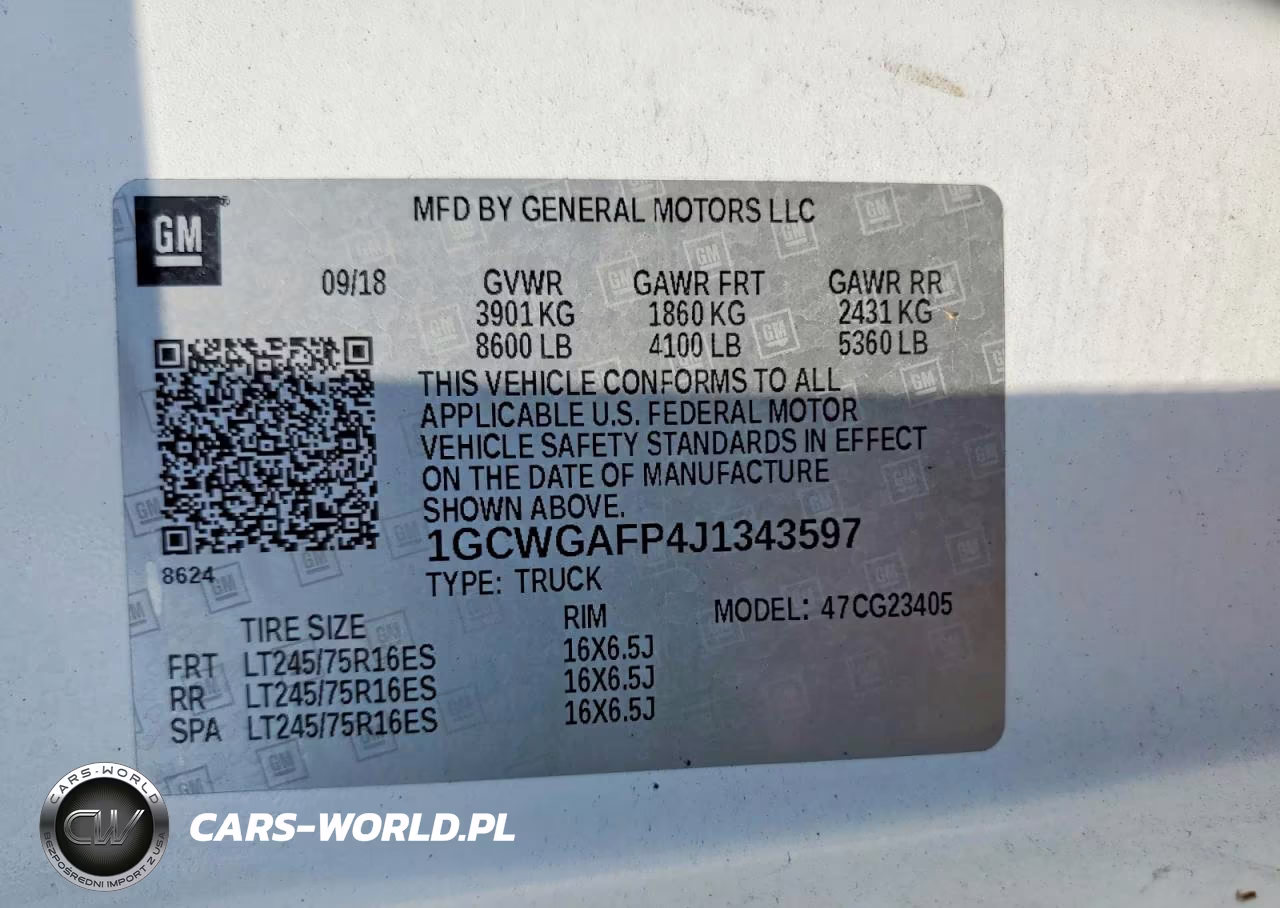 2018 Chevrolet Express 2500 Cargo Delivery Van VIN:1GCWGAFP4J1343597 - 13