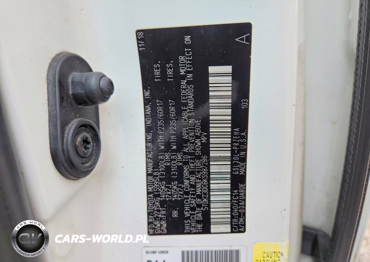 2019 Toyota Sienna Le VIN:5TDKZ3DC6KS987286 - 12