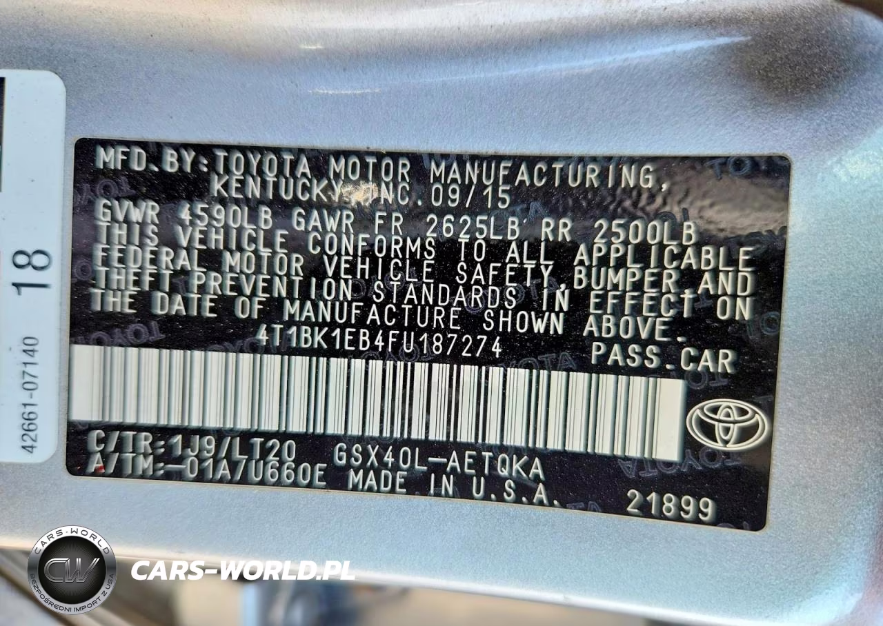 2015 Toyota Avalon Xle Touring VIN:4T1BK1EB4FU187274 - 12
