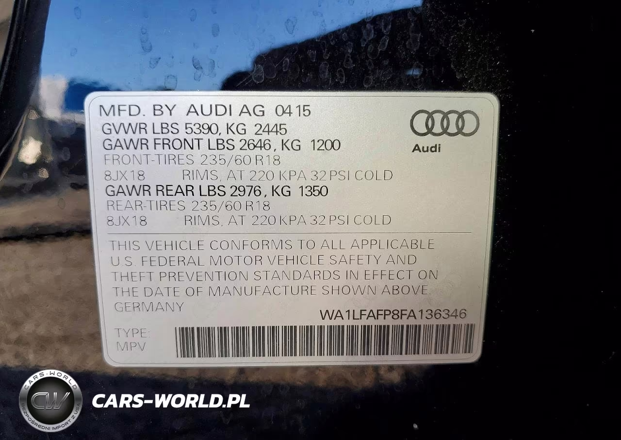 2015 Audi Q5 Premium Plus VIN:WA1LFAFP8FA136346 - 13