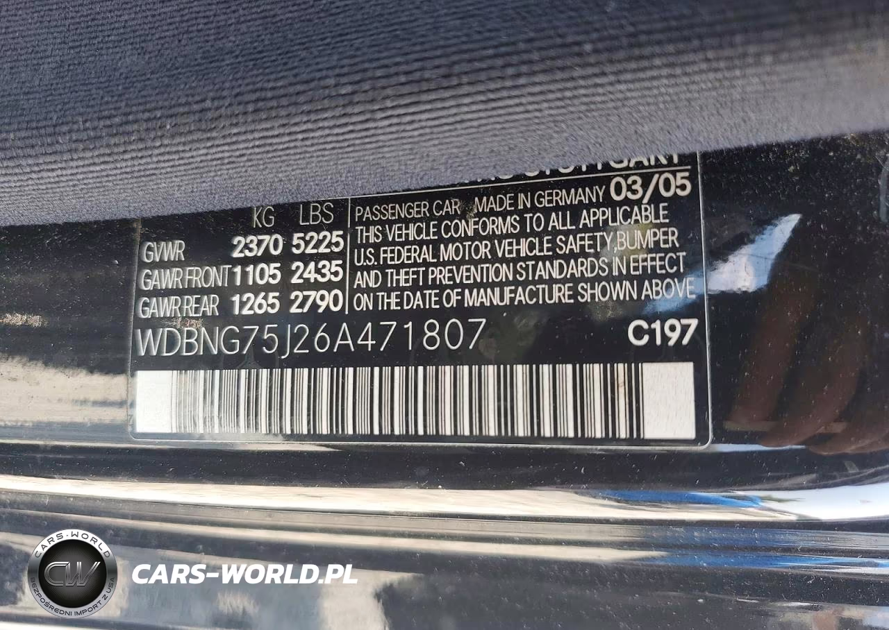 2006 Mercedes-Benz S 500 VIN:WDBNG75J26A471807 - 12