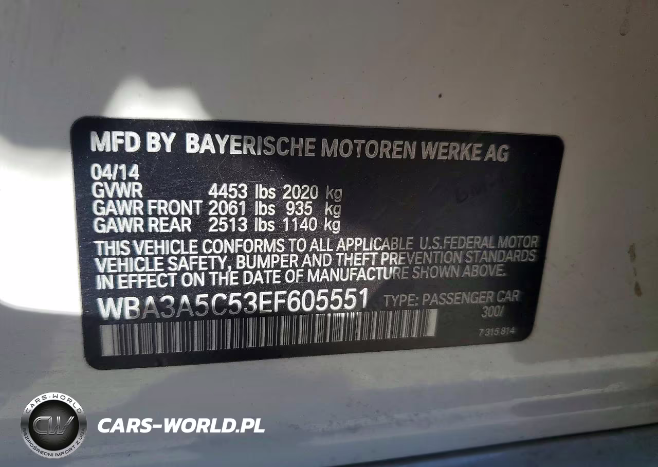 2014 BMW 328 I VIN:WBA3A5C53EF605551 - 12