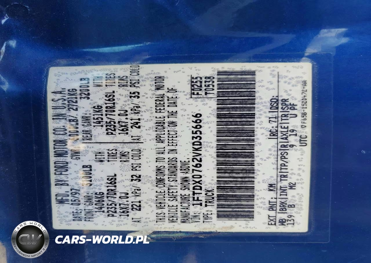 1997 Ford F150 VIN:1FTDX0762VKD35666 - 13
