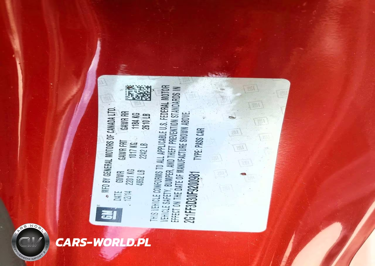 2015 Chevrolet Camaro Lt VIN:2G1FF3D30F9200981 - 12