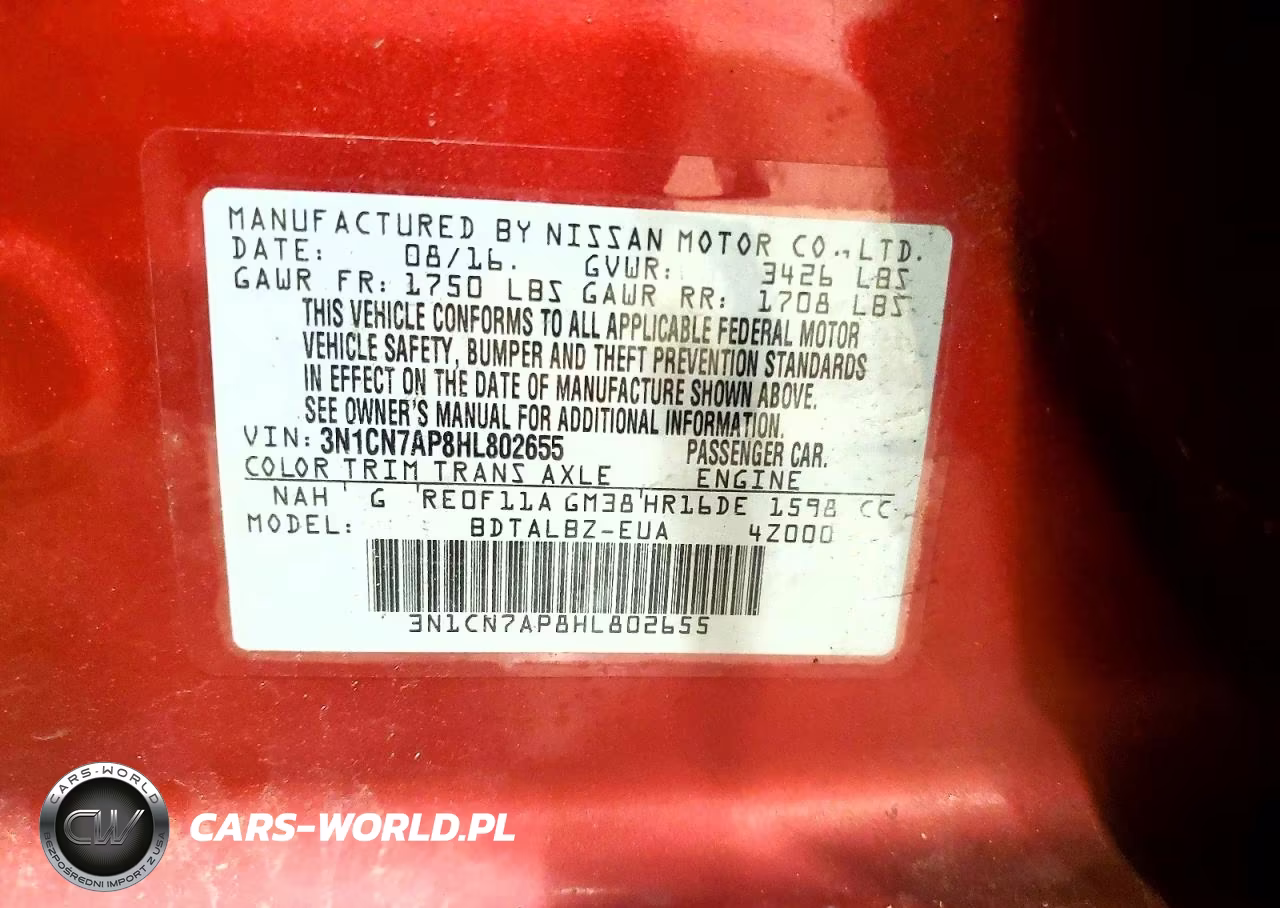 2017 Nissan Versa 1.6 Sv VIN:3N1CN7AP8HL802655 - 13