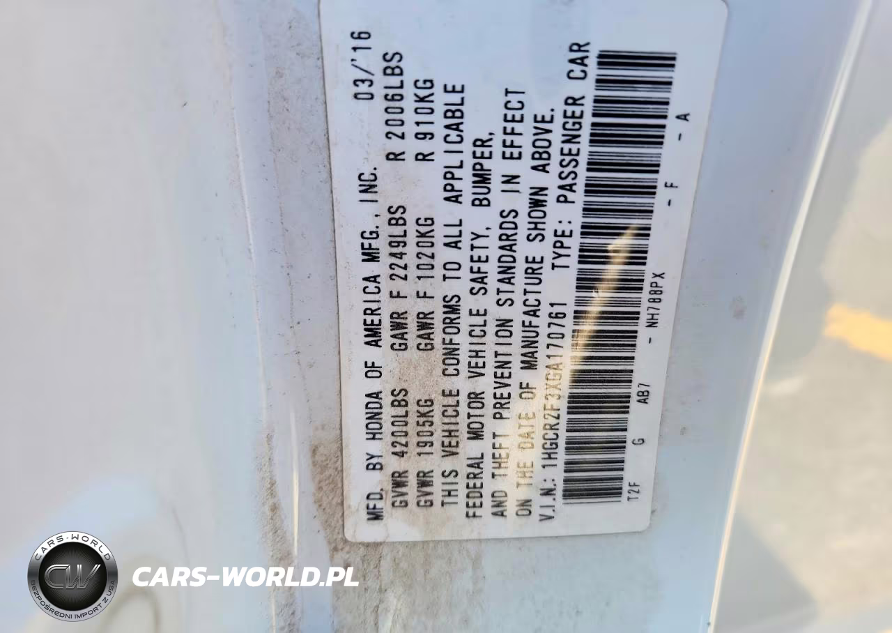 2016 Honda Accord Lx VIN:1HGCR2F3XGA170761 - 12