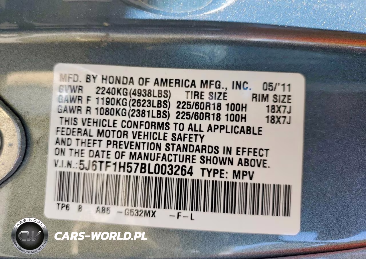 2011 Honda Accord Crosstour Exl VIN:5J6TF1H57BL003264 - 13