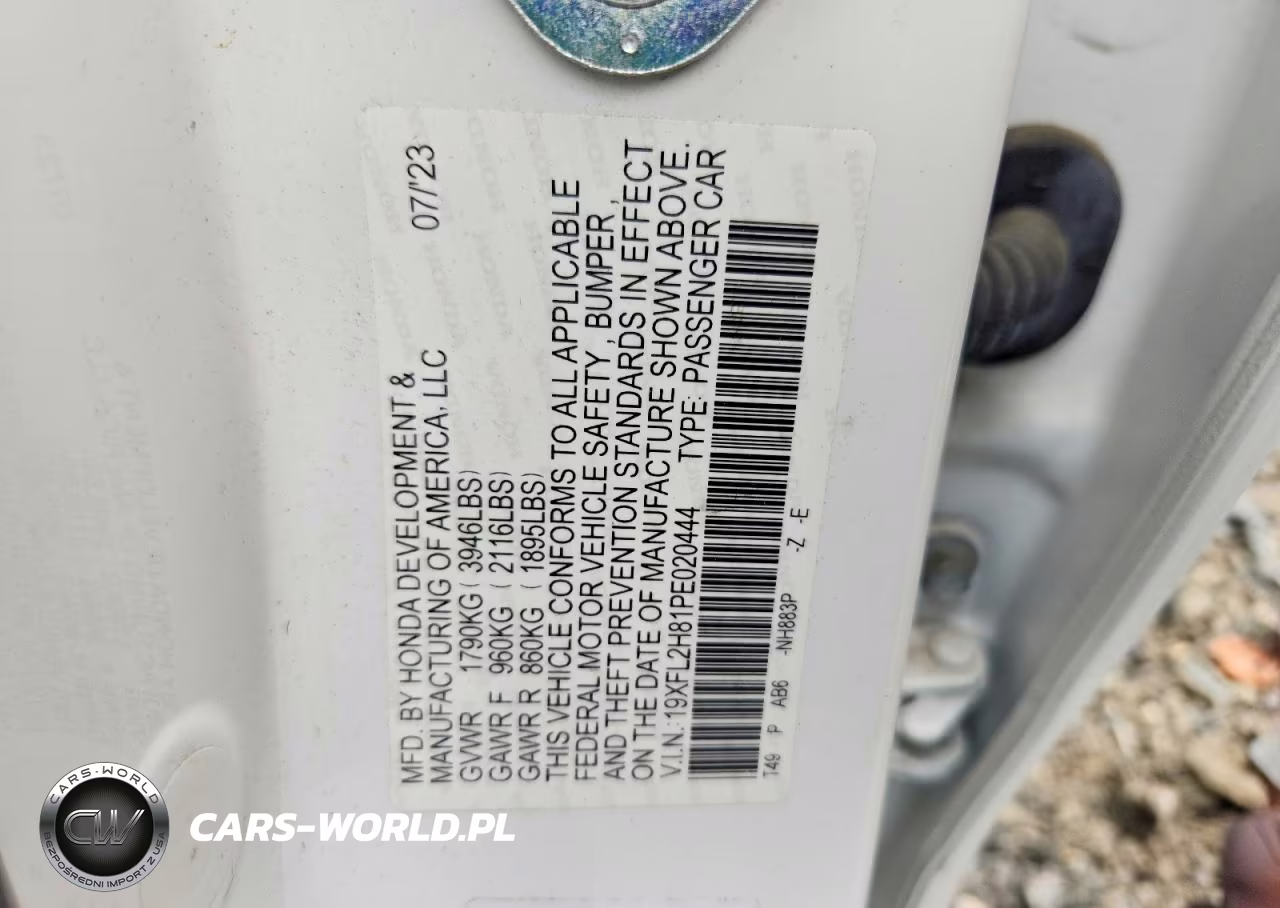 2023 Honda Civic Sport VIN:19XFL2H81PE020444 - 12