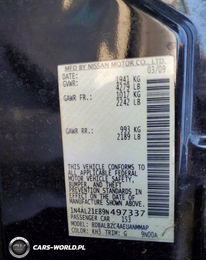 2009 Nissan Altima 2.5 VIN:1N4AL21E89N497337 - 12