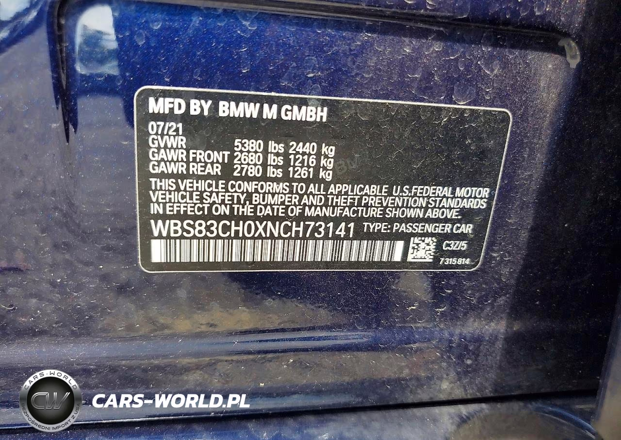 2022 BMW M5 VIN:WBS83CH0XNCH73141 - 12