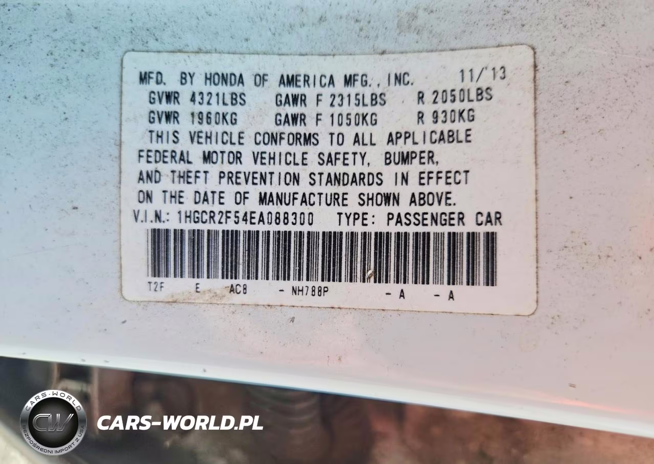 2014 Honda Accord Sport VIN:1HGCR2F54EA088300 - 12