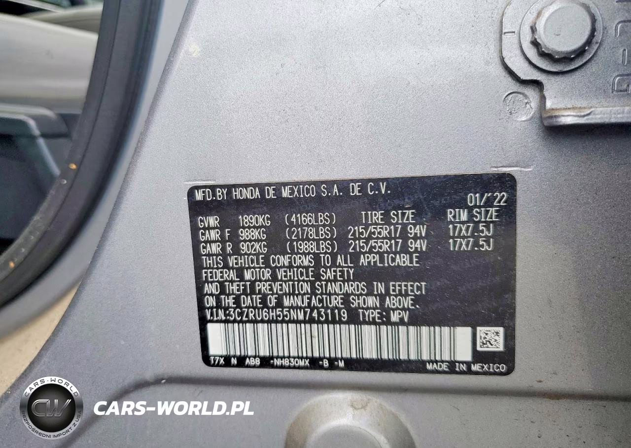 2022 Honda Hr-V Ex VIN:3CZRU6H55NM743119 - 12