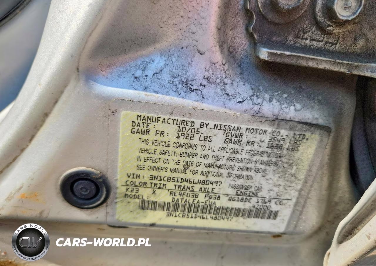 2006 Nissan Sentra 1.8 VIN:3N1CB51D46L480497 - 14