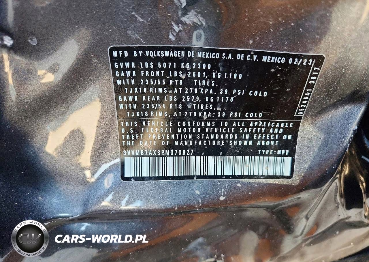 2023 Volkswagen Tiguan Se VIN:3VVMB7AX3PM070827 - 12