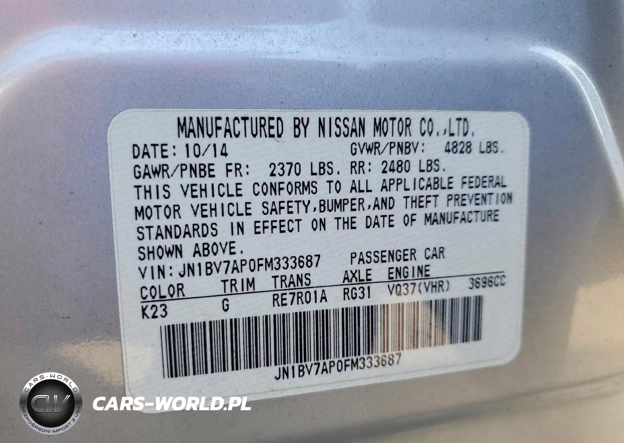 2015 Infiniti Q50 Base VIN:JN1BV7AP0FM333687 - 12