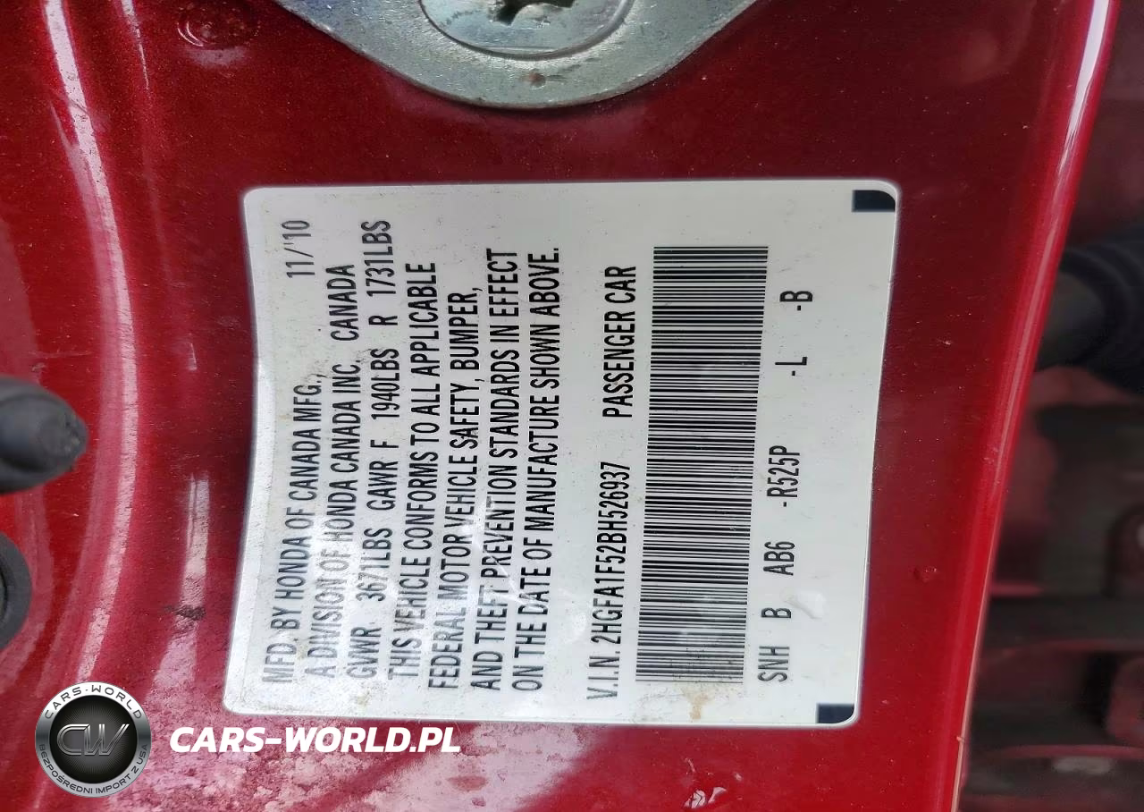 2011 Honda Civic Lx VIN:2HGFA1F52BH526937 - 12