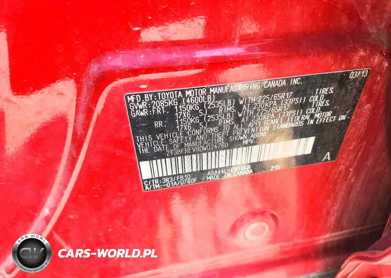 2013 Toyota Rav4 Le VIN:2T3BFREV8DW024760 - 13