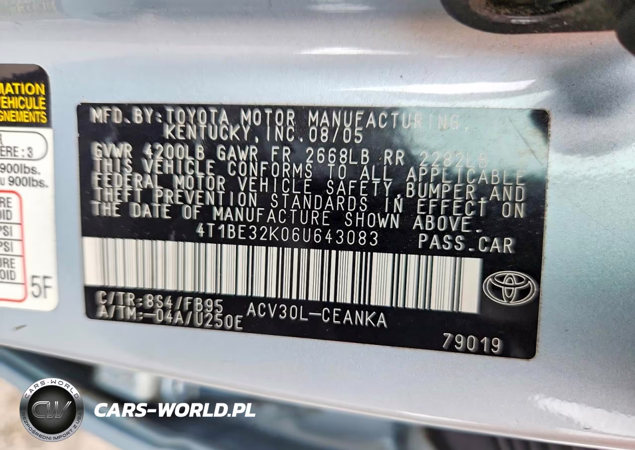 2006 Toyota Camry Le VIN:4T1BE32K06U643083 - 12