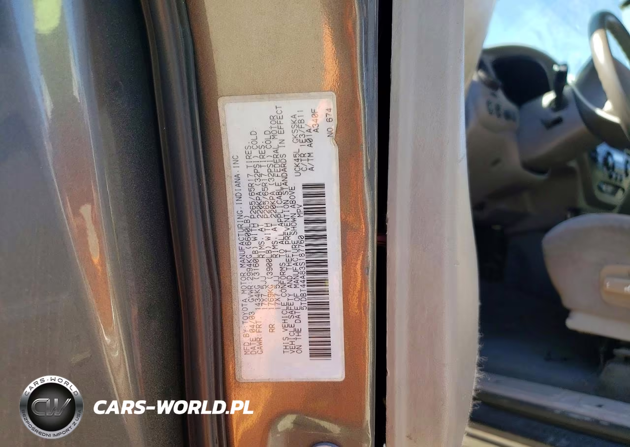 2003 Toyota Sequoia Sr5 VIN:5TDBT44A83S187760 - 12
