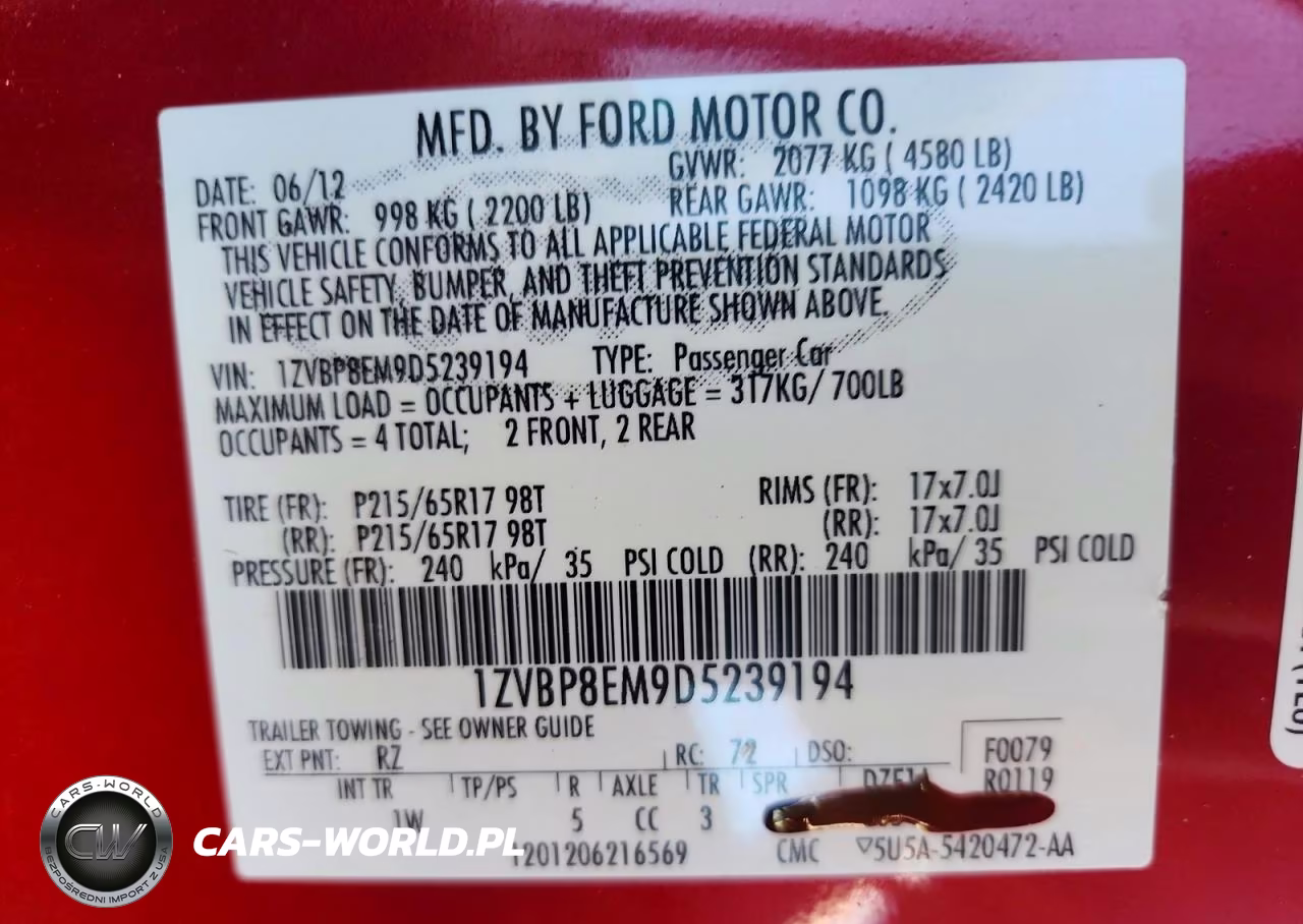 2013 Ford Mustang VIN:1ZVBP8EM9D5239194 - 12