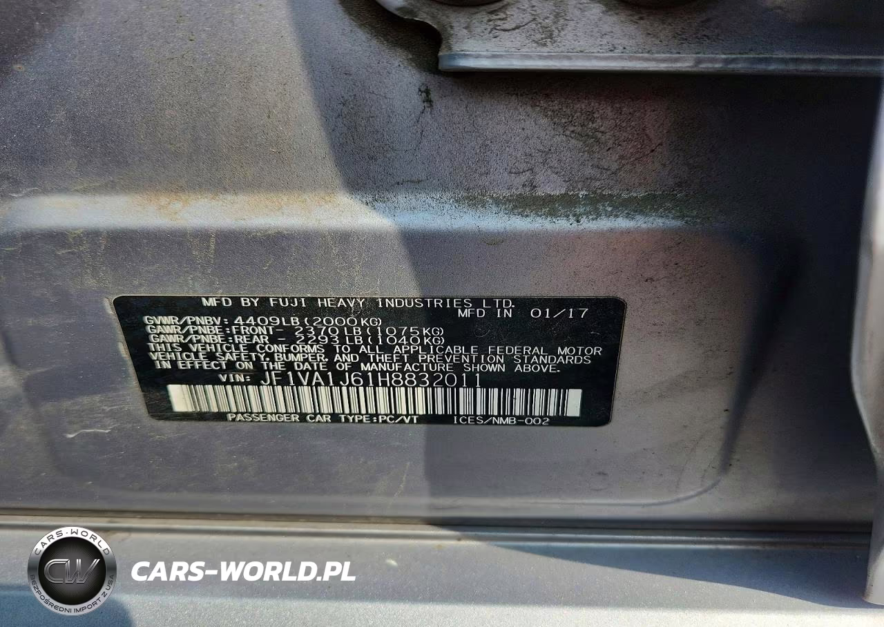2017 Subaru Wrx Limited VIN:JF1VA1J61H8832011 - 12