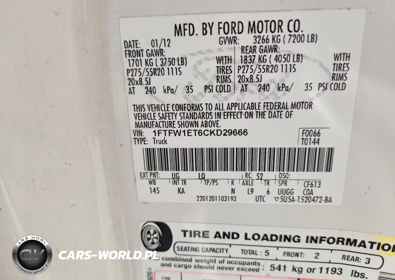2012 Ford F150 Supercrew VIN:1FTFW1ET6CKD29666 - 12