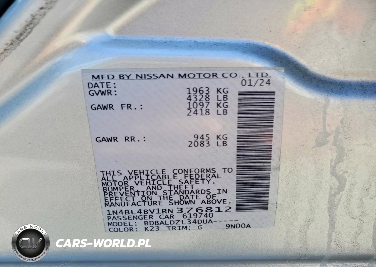 2024 Nissan Altima S VIN:1N4BL4BV1RN376812 - 12