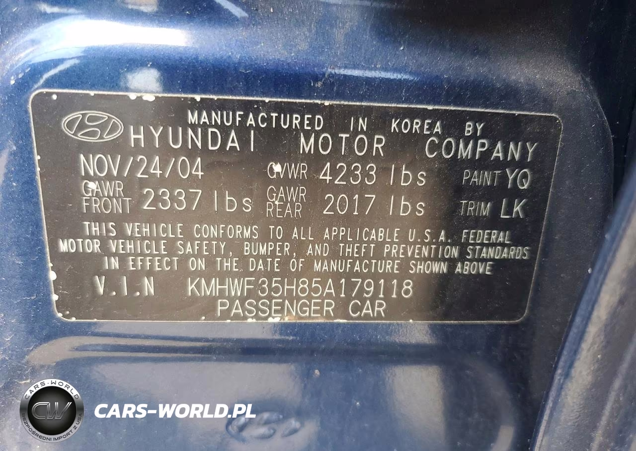 2005 Hyundai Sonata Gls VIN:KMHWF35H85A179118 - 12