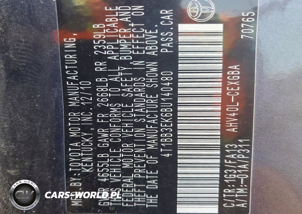 2011 Toyota Camry Hybrid VIN:4T1BB3EK6BU140480 - 12
