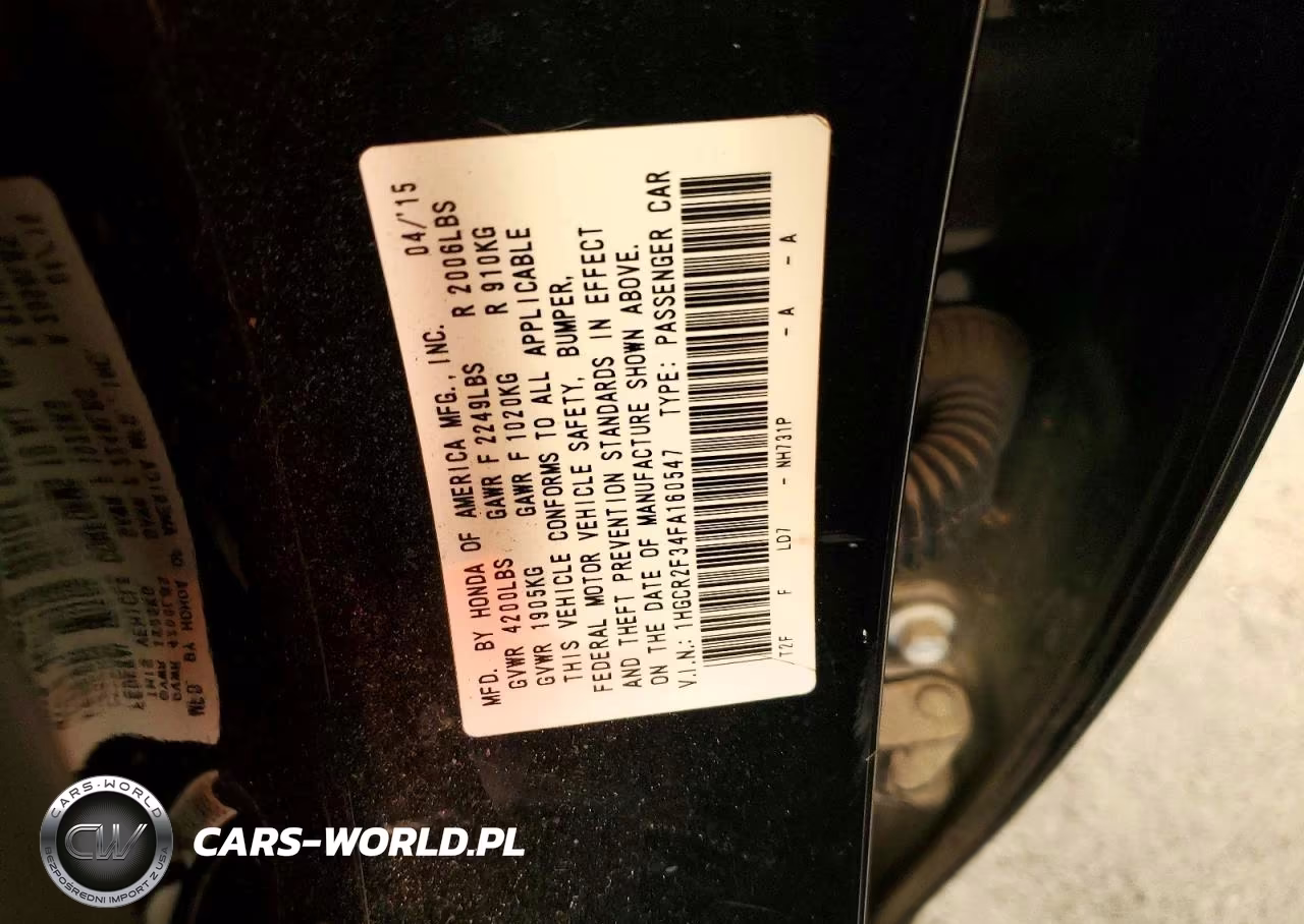 2015 Honda Accord Lx VIN:1HGCR2F34FA160547 - 13