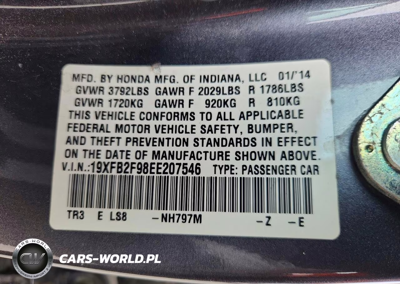 2014 Honda Civic Exl VIN:19XFB2F98EE207546 - 12