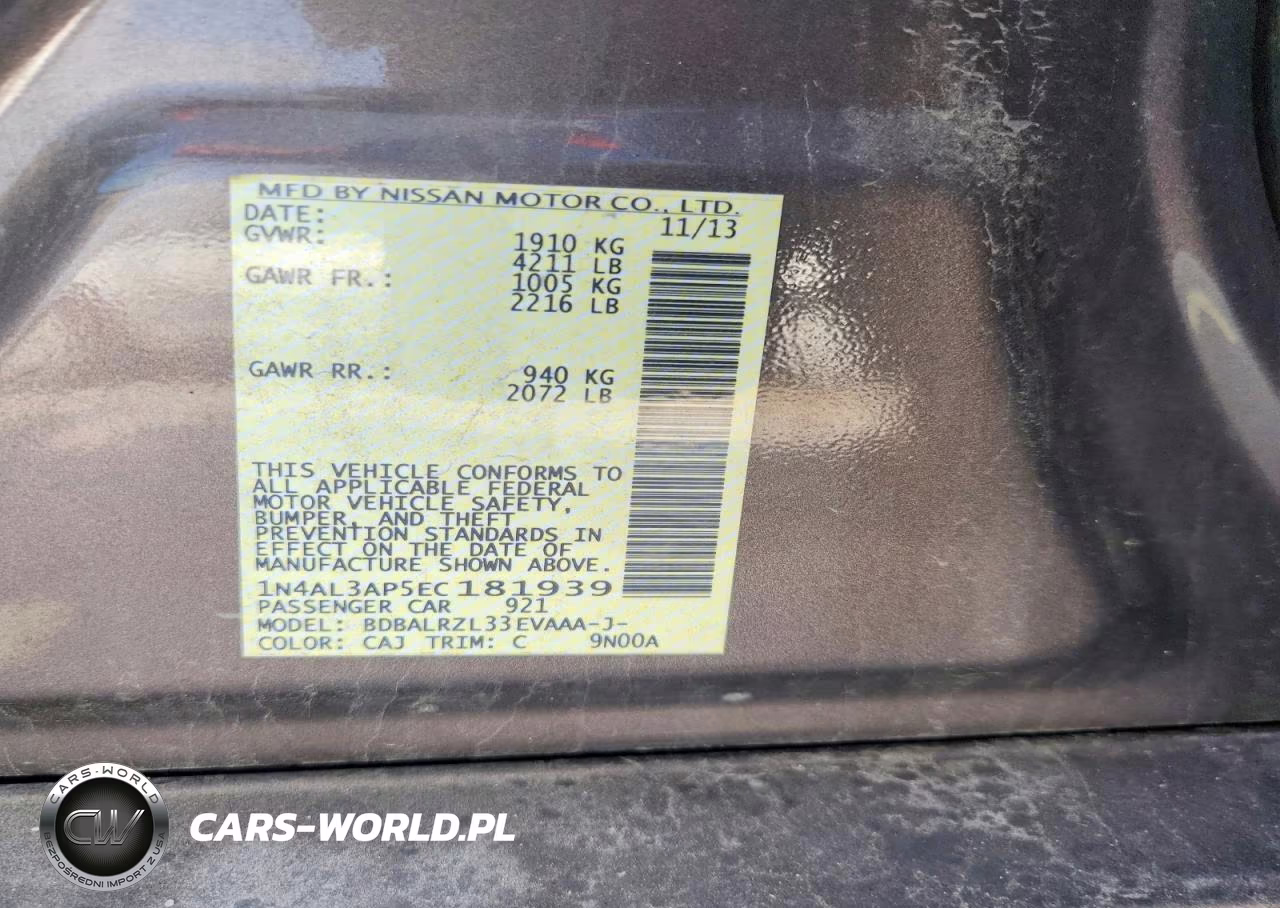 2014 Nissan Altima 2.5 S VIN:1N4AL3AP5EC181939 - 12