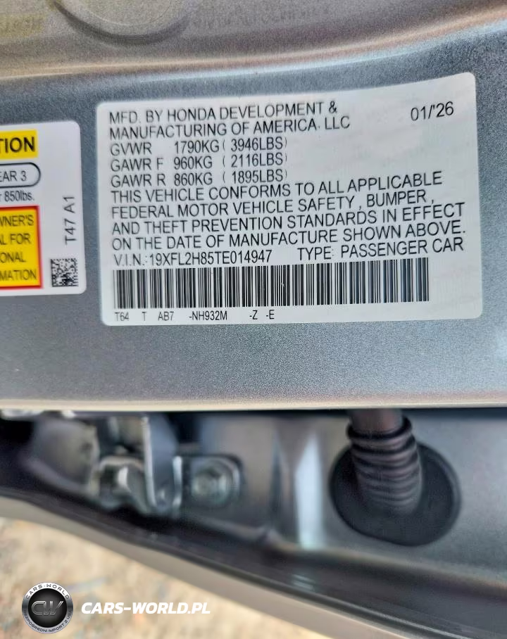 2026 Honda Civic Sport VIN:19XFL2H85TE014947 - 12