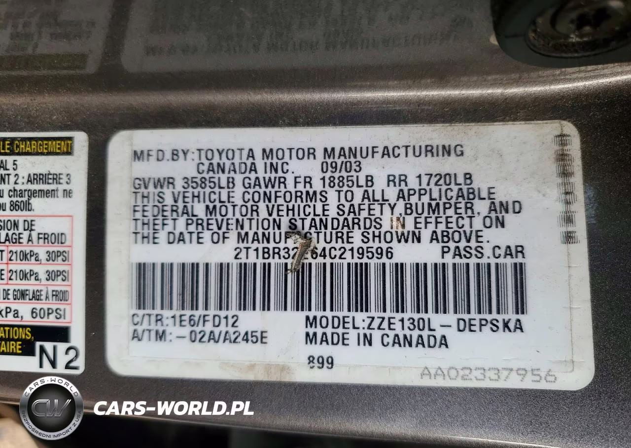 2004 Toyota Corolla S VIN:2T1BR32E64C219596 - 13