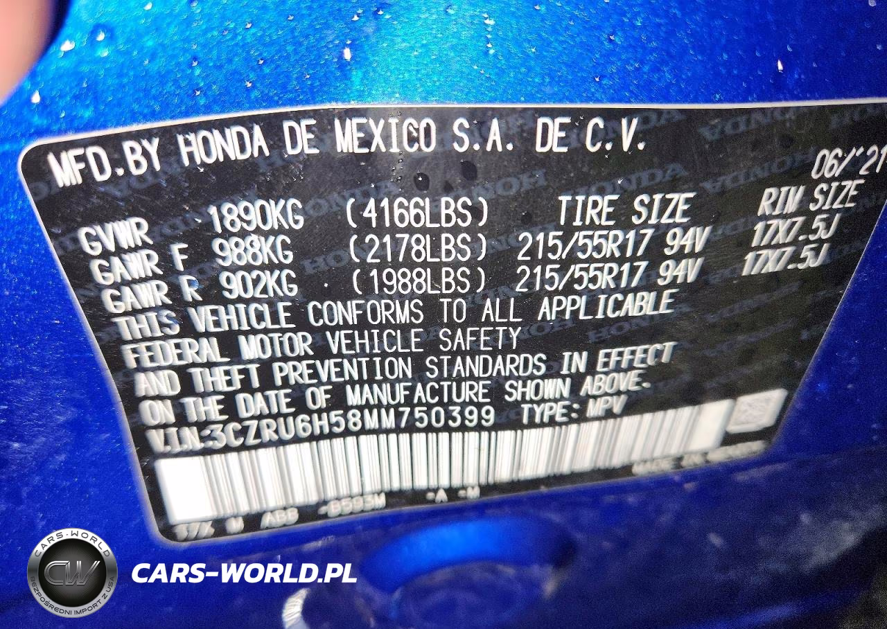 2021 Honda Hr-V Ex VIN:3CZRU6H58MM750399 - 13