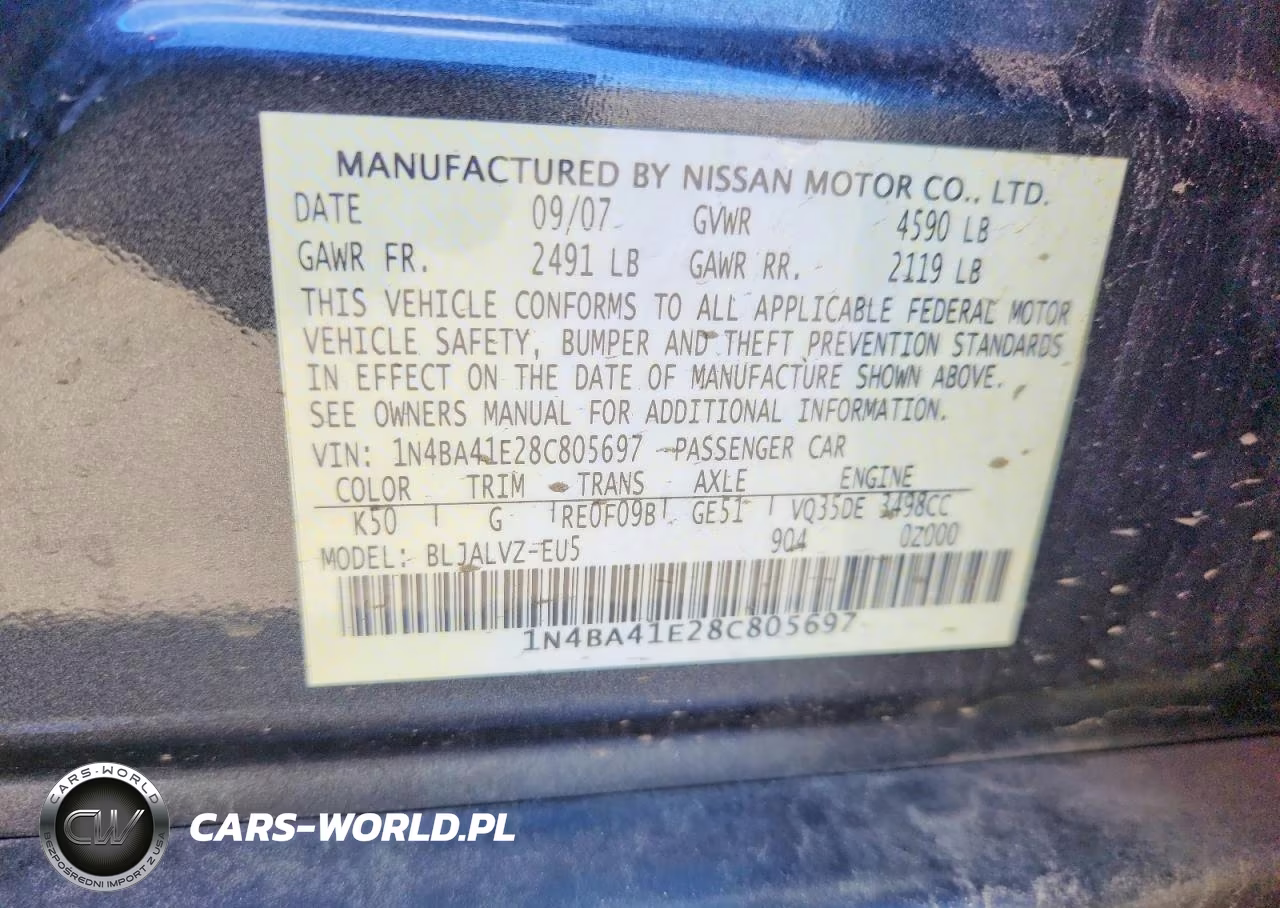 2008 Nissan Maxima 3.5 Se VIN:1N4BA41E28C805697 - 12